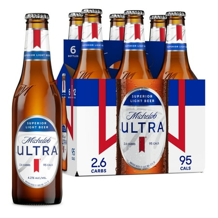Michelob ULTRA Superior Light American Lager Beer, 6 pack 12 fl oz Glass Bottles 4.2% ABV