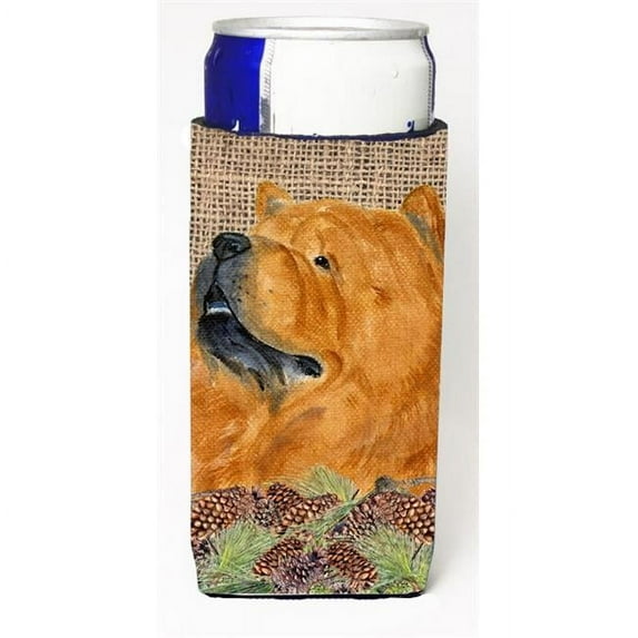 Michelob Ultra Bottle Sleeves - Chow Chow on Faux Burlap with Pine Cones