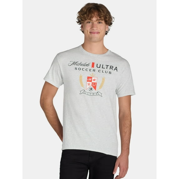 Michelob Ultra Men's and Big Men’s Soccer Club Vintage style Graphic Tee Shirt, Sizes S-3XL