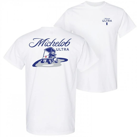 Michelob Ultra Golf Cart Front and Back Print T-Shirt-3XLarge