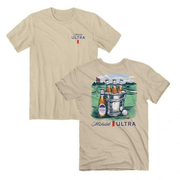 Michelob 890686-large Ultra Golf Fore Front & Back Print T-Shirt, Tan - Large