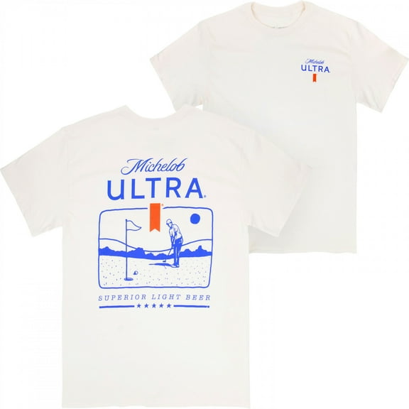 Michelob Ultra Golf Putting Beige Colorway Front  and  Back Print T-Shirt-3XLarge