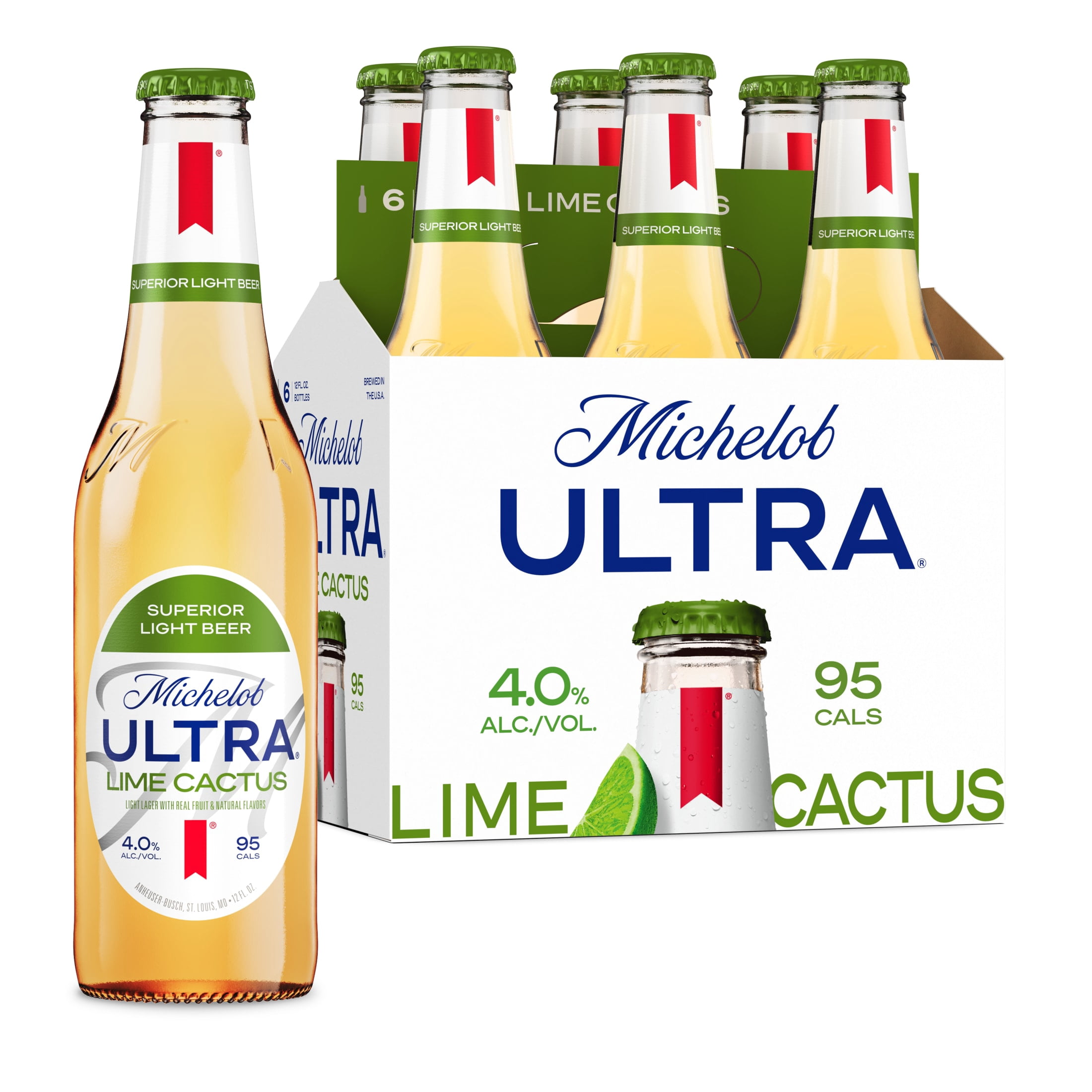 Michelob ULTRA Lime Cactus American Beer 6 pack 12 fl oz Glass Bottles 4% ABV