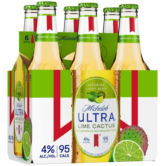 Michelob ULTRA Lime Cactus American Beer 6 Pack 12 fl oz Glass Bottles 4% ABV