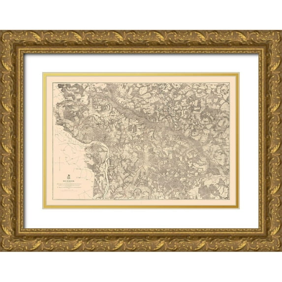 Michie 24x18 Gold Ornate Wood Framed with Double Matting Museum Art Print Titled - Richmond County Virginia - Michie 1867