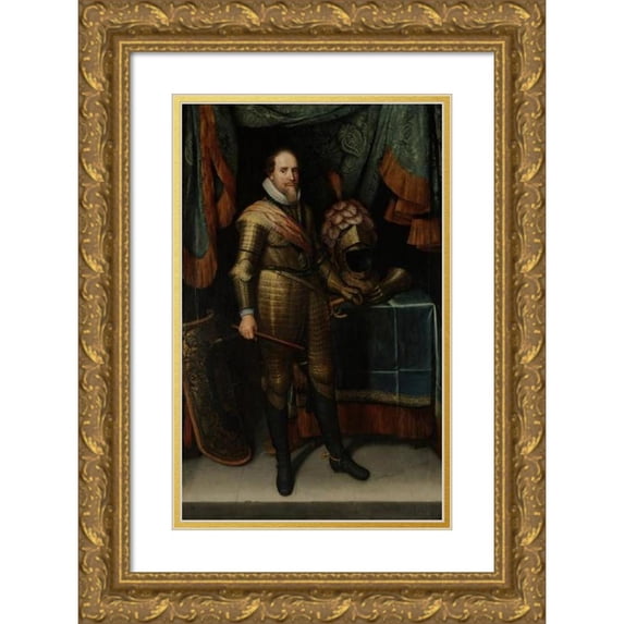 Michiel Jansz. Van Mierevelt 13x18 Gold Ornate Wood Frame and Double Matted Museum Art Print Titled - Maurits, Prince of Orange (1567-1625) (C. 1613 - C. 1620)