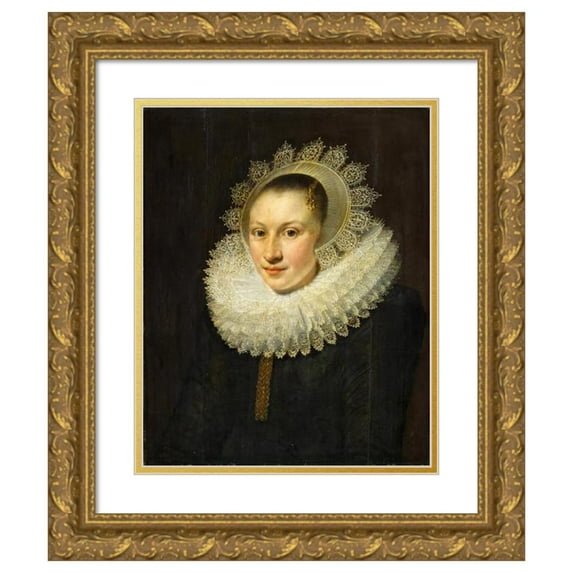 Michiel Jansz. Van Mierevelt 15x18 Gold Ornate Wood Frame and Double Matted Museum Art Print Titled - Portrait of a Young Woman