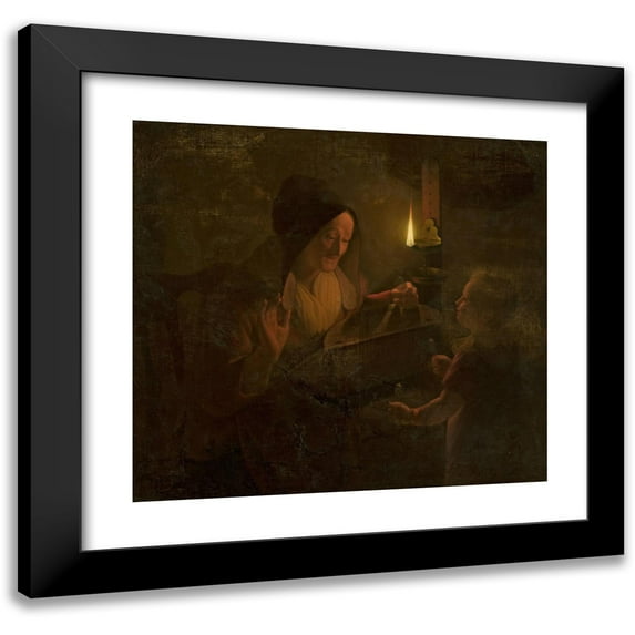 Michiel Versteegh 21x20 Black Modern Framed Museum Art Print Titled - Figural Scene by Candlelight