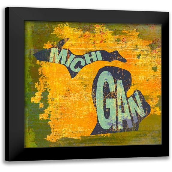Michigan 12x12 Black Modern Framed Museum Art Print Titled - Art Licensing Studio