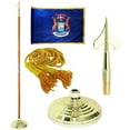 Michigan 3ft x 5ft Flag, Flagpole, Base Tassel Indoor Michigan Flag