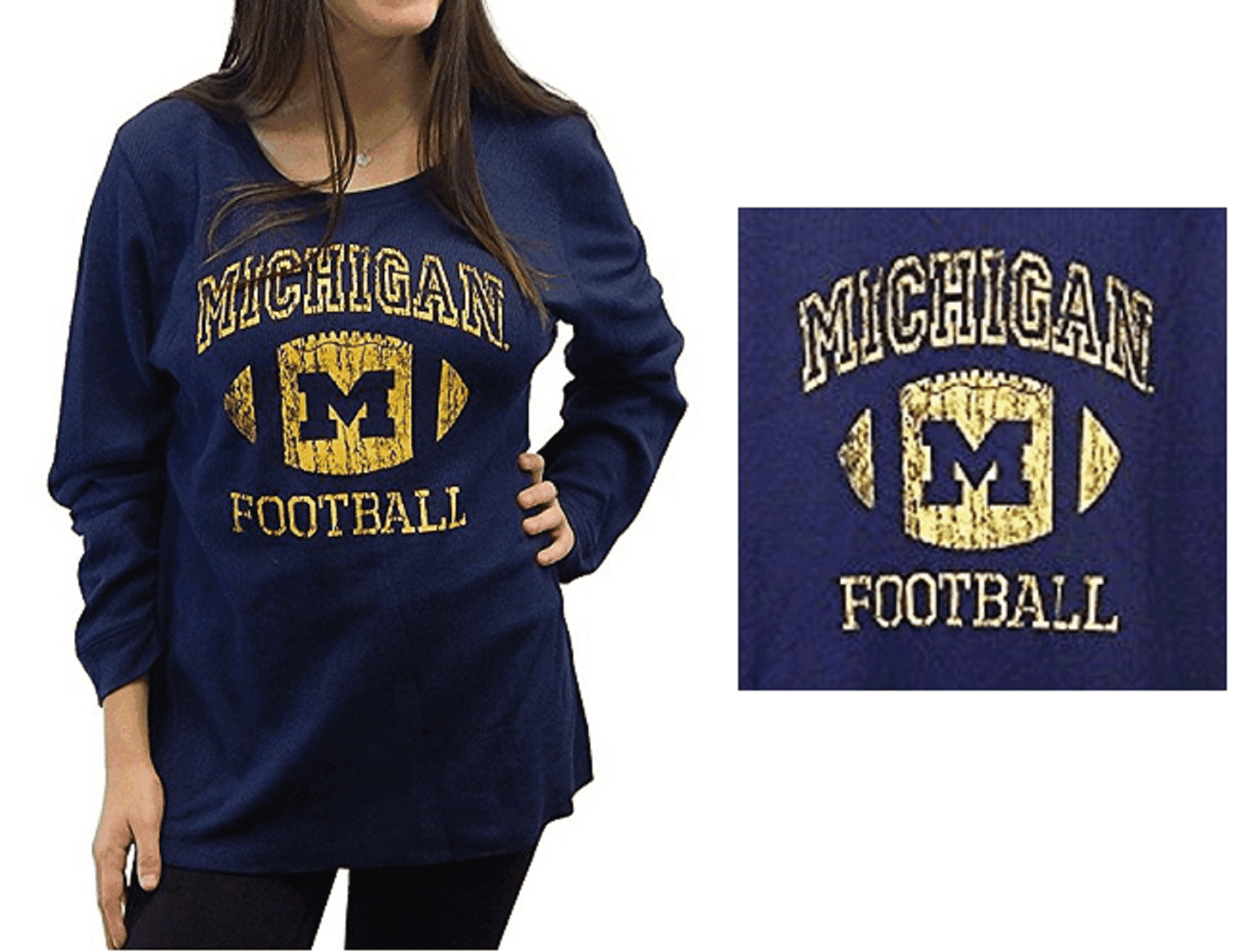 Michigan Adult Women Thermal Waffle Knit Long Sleeve T-Shirt (Size Michigan  Scoop-Neck XXL XX-Large) 