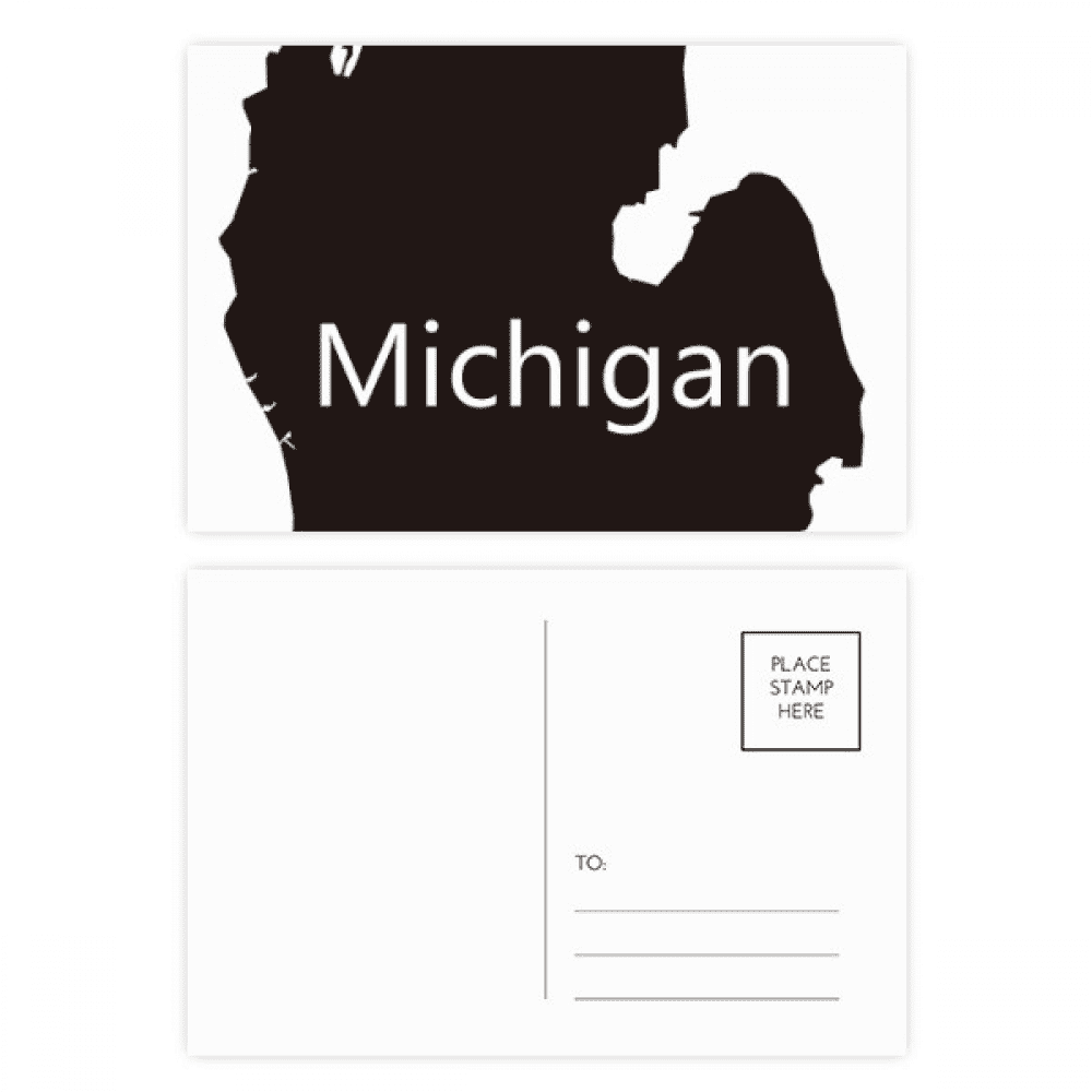 Michigan America USA Map Outline Postcard Set Birthday Mailing Thanks Greeting Card