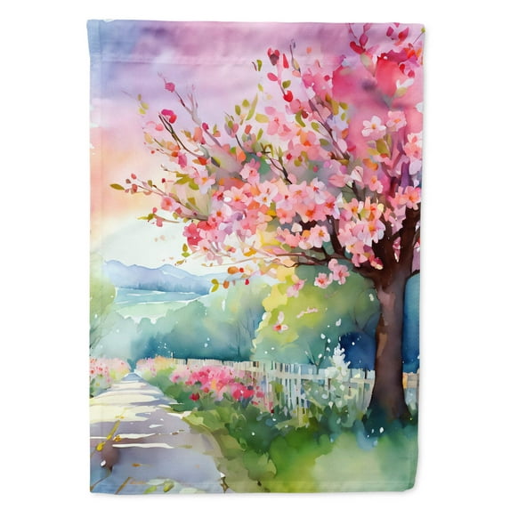 Michigan Apple Blossoms in Watercolor House Flag