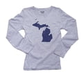 thumbnail image 1 of Michigan Blue Democratic - Election Silhouette Women's Long Sleeve Grey T-Shirt, 1 of 2