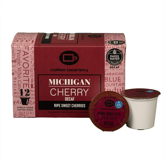 Michigan Cherry Decaf Coffee Pods by Coffee Beanery | 12ct Medium Roast Arbica Coffee