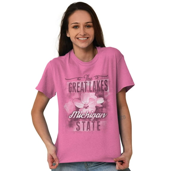 Michigan Cute State Flower Souvenir Women's Graphic T Shirt Tees Brisco Brands L