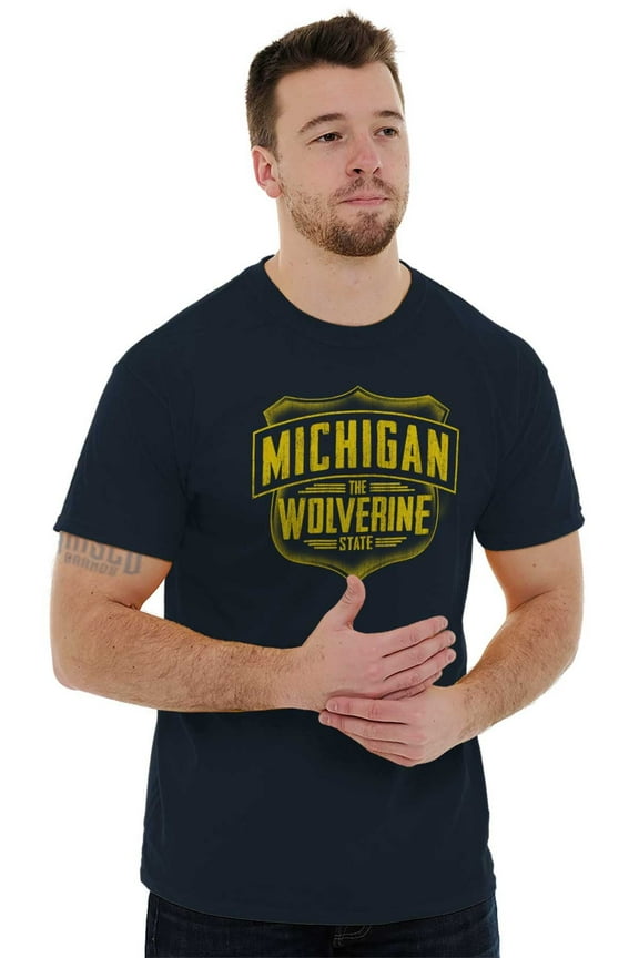 Michigan Distressed Emblem MI Pride Men's Graphic T Shirt Tees Brisco Brands L