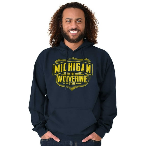 Michigan Distressed Emblem MI Pride Unisex Plus Fleece Graphic Hoodie Brisco Brands 2X