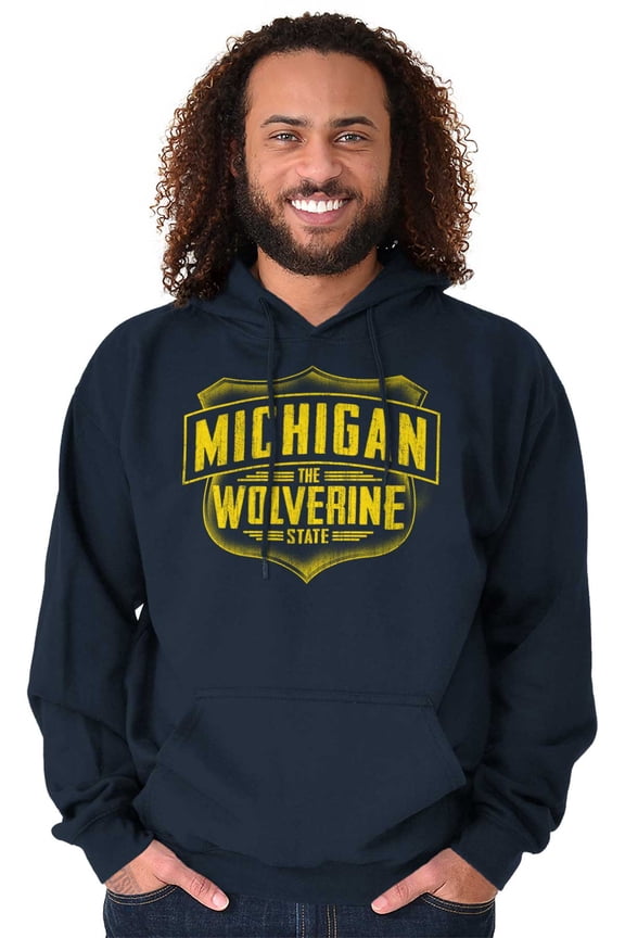 Michigan Distressed Emblem MI Pride Unisex Plus Fleece Graphic Hoodie Brisco Brands 4X