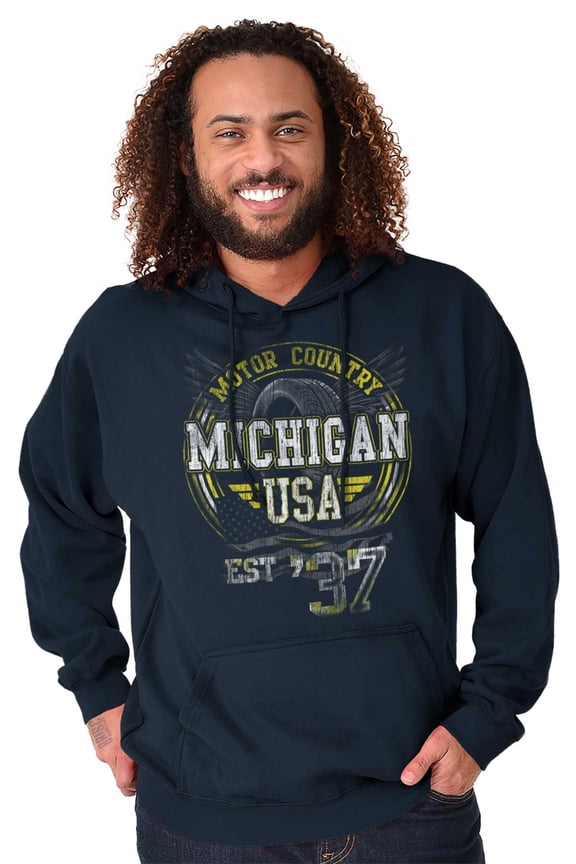 Michigan Distressed Vintage MI Motor Hoodie Sweatshirt Women Men Brisco Brands S