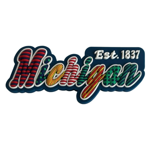 Michigan Festive Multicolor Letters Fridge Designer Magnet 3.25" x 1.25"