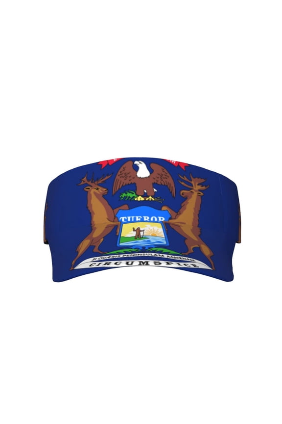 Michigan Flag Sport Visor Hats Sun Protection Outdoor Activity For Women Men