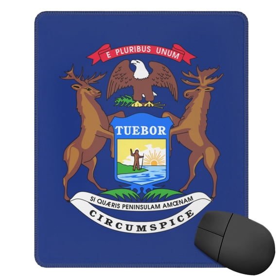 Michigan Flag Square Mousepad Non Slip Rubber Base Mouse Mat For Office Laptop 11.8"X9.8" Inch
