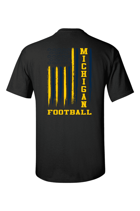Michigan Football American Flag Team Colors Unisex Short Sleeve T-shirt-Black-3XL