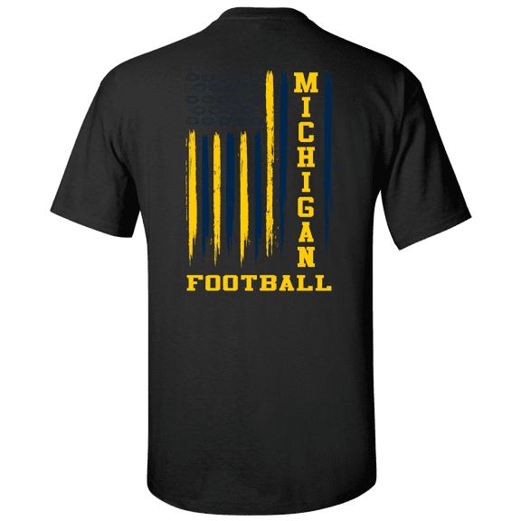 Michigan Football American Flag Team Colors Unisex Short Sleeve T-shirt-Black-4XL