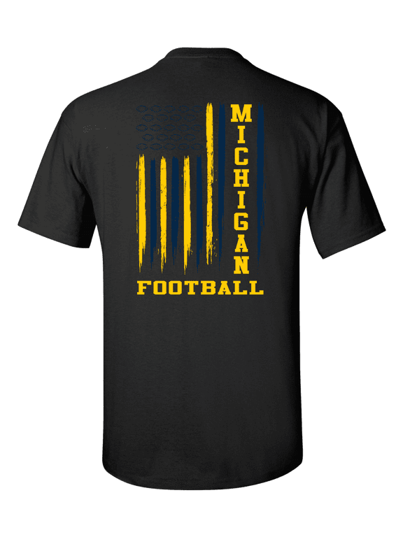 Michigan Football American Flag Team Colors Unisex Short Sleeve T-shirt-Black-Medium