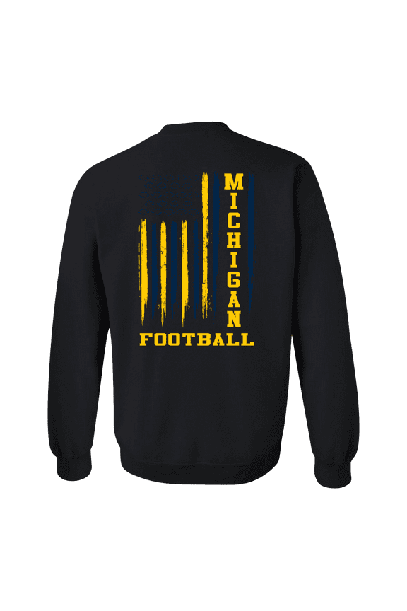 Michigan Football Team Color American Flag Mens Crewneck Pullover Sweatshirt-Black-medium