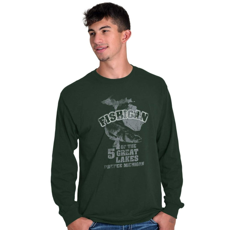 Michigan Funny Fishigan Fishing Lover Long Sleeve TShirt Men Women Brisco  Brands 3X