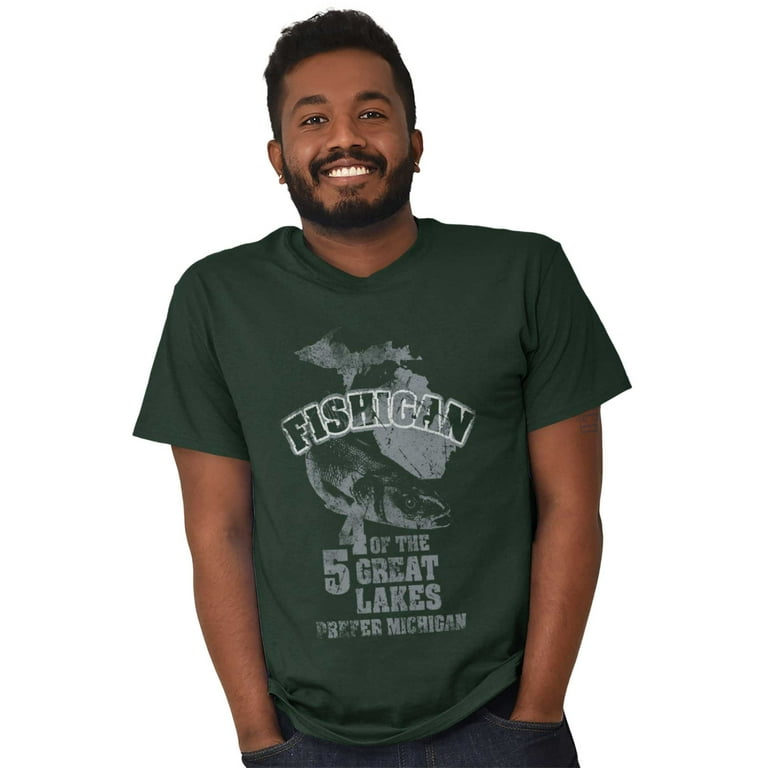 Michigan Funny Fishigan Fishing Lover Men's Graphic T Shirt Tees Brisco  Brands S