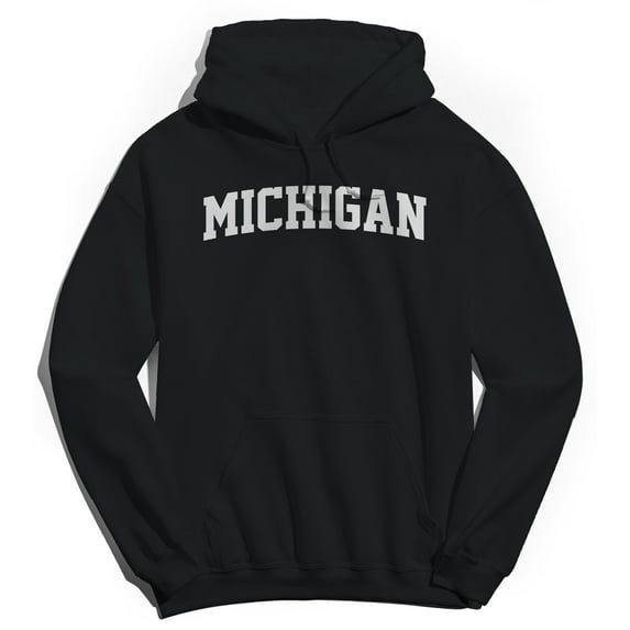 Michigan Graphic Black Men's Cotton Pullover Hoodie
