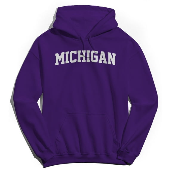 Michigan Graphic Purple Men's Cotton Pullover Hoodie