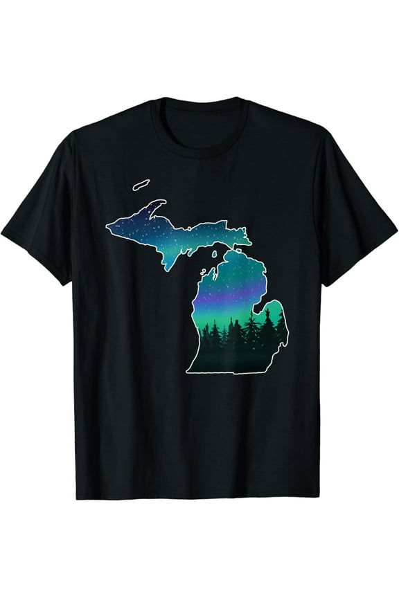 Michigan Great Lakes Men Women Summer Northern Lights T-Shirt Unisex S-5XL Hot Trending Shirt, Vintage Birthday Gift