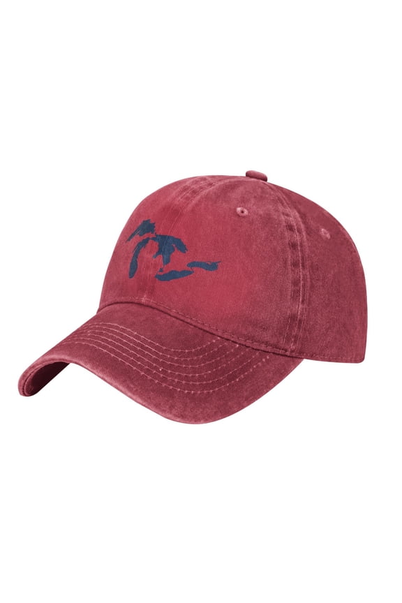 Michigan Great Lakes State Map Adult Adjustable Classic Washed Casquette Cap Hat Baseball Cap For Man For Woman