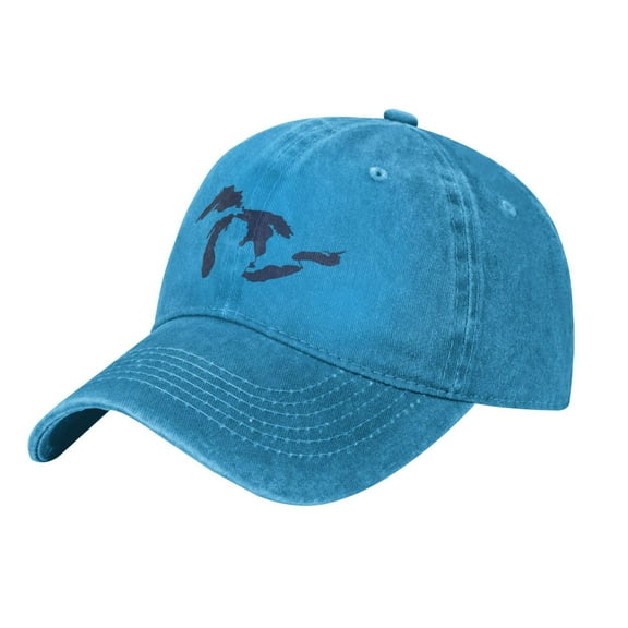 Michigan Great Lakes State Map Adult Adjustable Classic Washed Casquette Cap Hat Baseball Cap For Man For Woman
