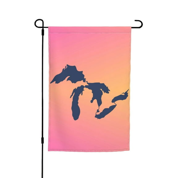Michigan Great Lakes State Map Double Garden Flags 12x18 Inch Suitable For Courtyard Lawn Holiday Home Outdoor Decoration Flag