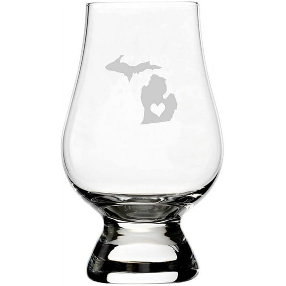 Michigan Heart States Etched 6.5oz Glencairn Whisky Glass