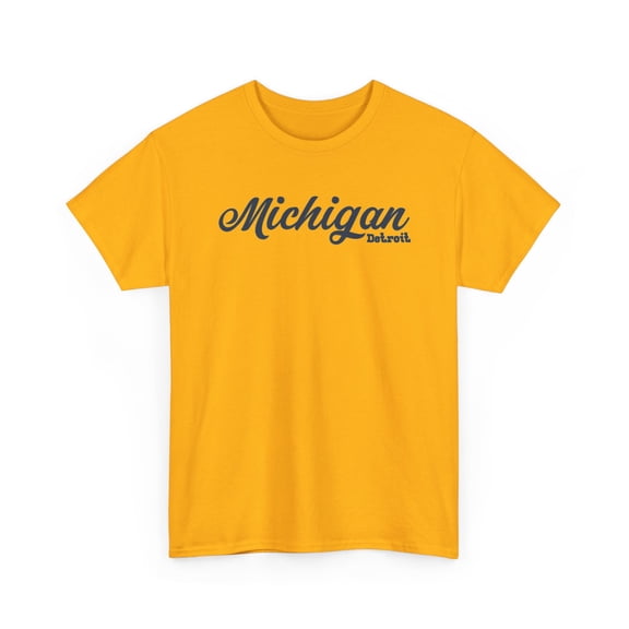 Michigan Inspired T-Shirt | Detroit City Great Lakes Unisex Tee (Gold, S)