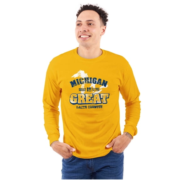 Michigan Is Great MI Lakes Pride Long Sleeve TShirt Men Women Brisco Brands L