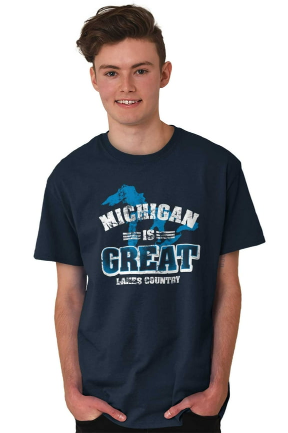 Michigan Is Great MI Lakes Pride Men's Graphic T Shirt Tees Brisco Brands S