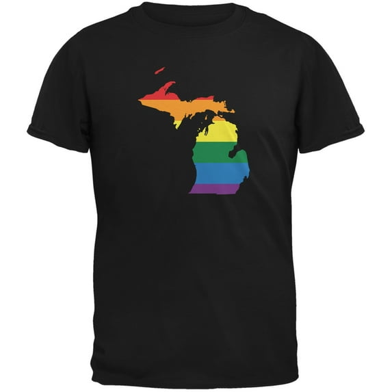 Michigan LGBT Gay Pride Rainbow Black Adult T-Shirt - Small