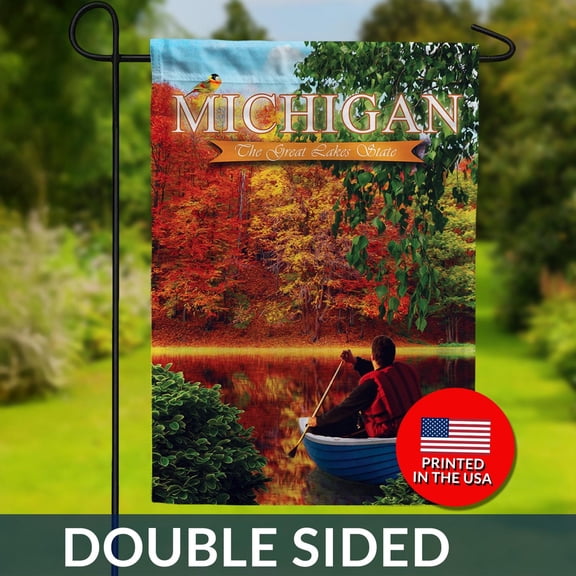 Michigan Lakes State Flag Fall Trees Lake Scene Double Sided 1