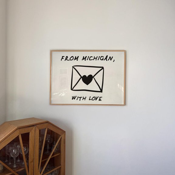 Michigan Love Letter In And Sketch For Poster , Poster Print Only