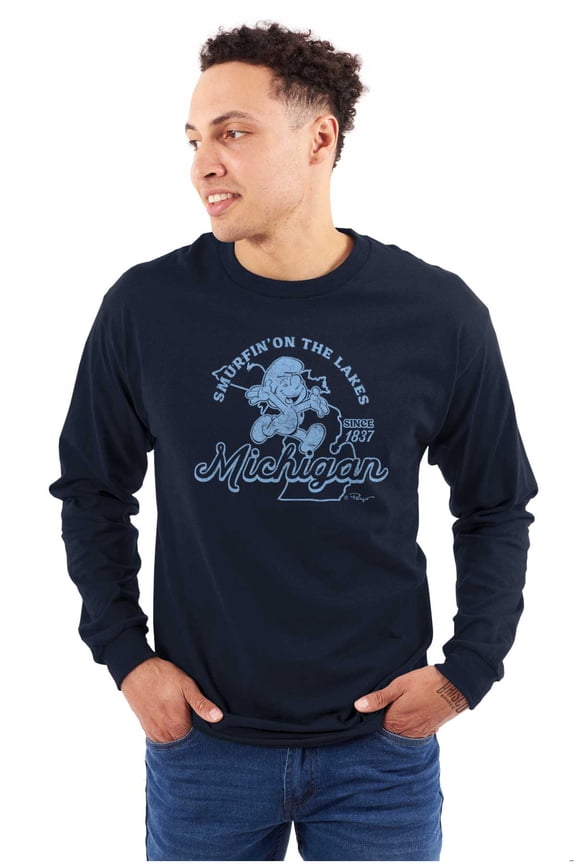 Michigan MI Great Lakes Life Smurfs Long Sleeve TShirt Men Women Brisco Brands X