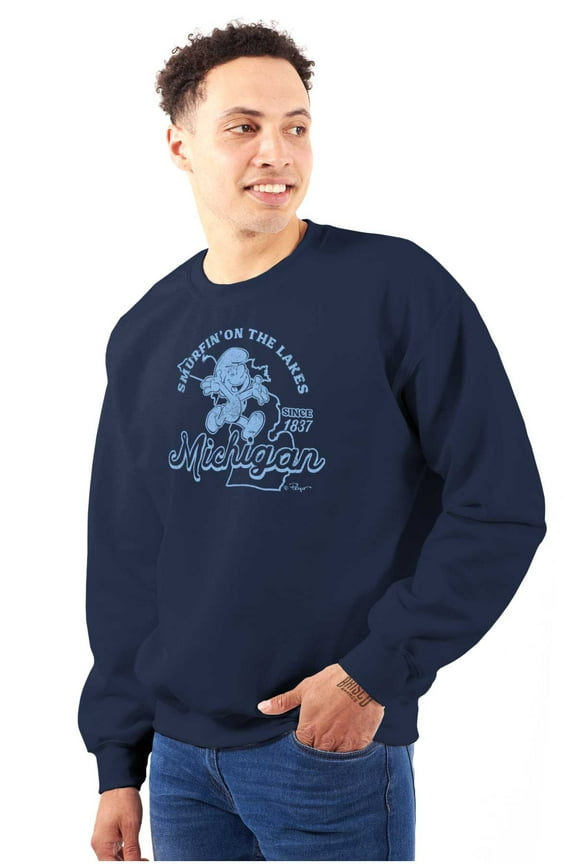 Michigan MI Great Lakes Life Smurfs Sweatshirt for Men or Women Brisco Brands S