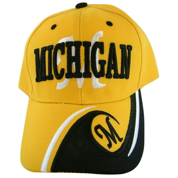 Michigan Men's M Wave Pattern Adjustable Baseball Cap (Gold/Black)