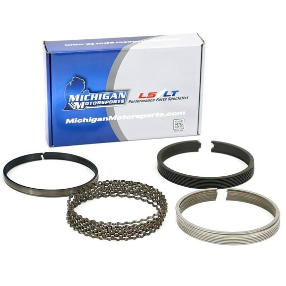 Michigan Motorsports 4.8L 5.3L LS Performance Piston Ring Set - Steel Nitrided Top Ring, Napier 2nd Ring fits 1999-2013 LC9 L33 LH6 LM7 L20 LR4 L59 LM4 LS4 LY2 LMG LMF